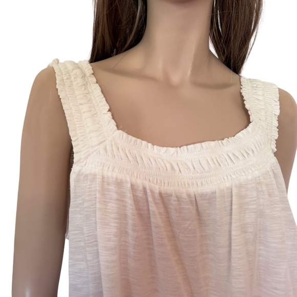 Anthropologie Top Tank Blouse Shirred Smocked Cotton Modal Sleeveless Ivory NWOT - Picture 7 of 12